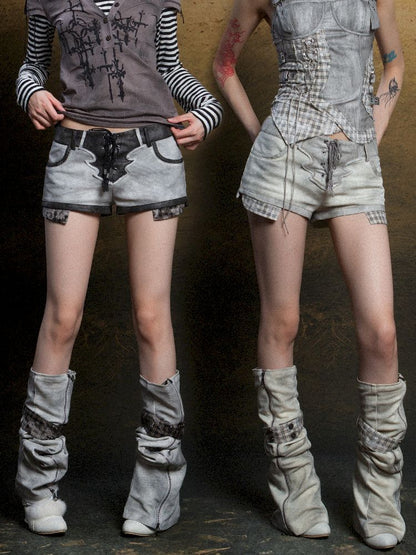 낮은 허리 반바지 2 개 레깅스 [S000011805]