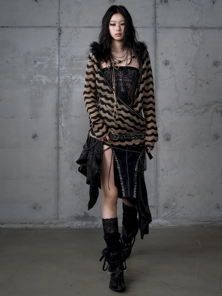 Two-Piece Set Striped Knit Top【s0000013953】