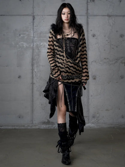 Two-Piece Set Striped Knit Top【s0000013953】