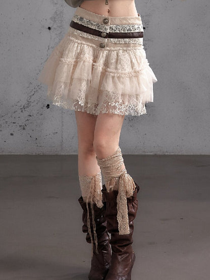 Vintage Layered Mesh Puffy Skirt【s0000019151】