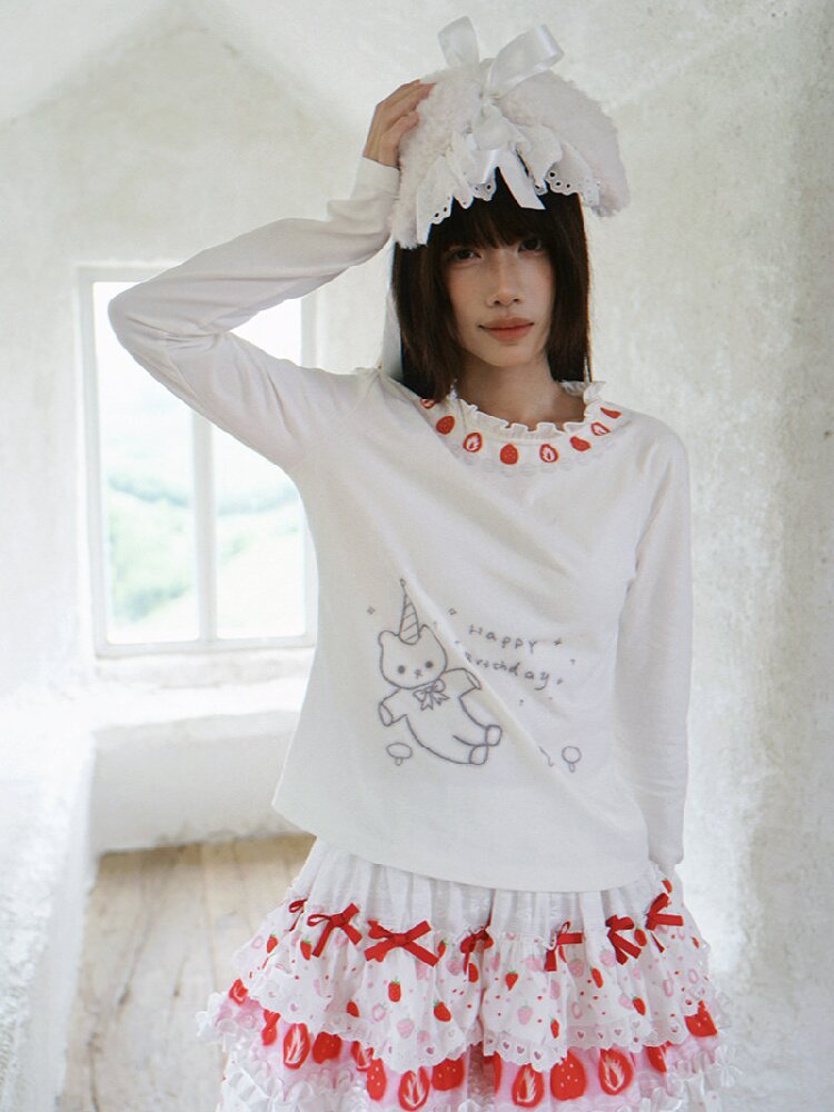 Lace Collar Long Sleeve Top【s0000018536】