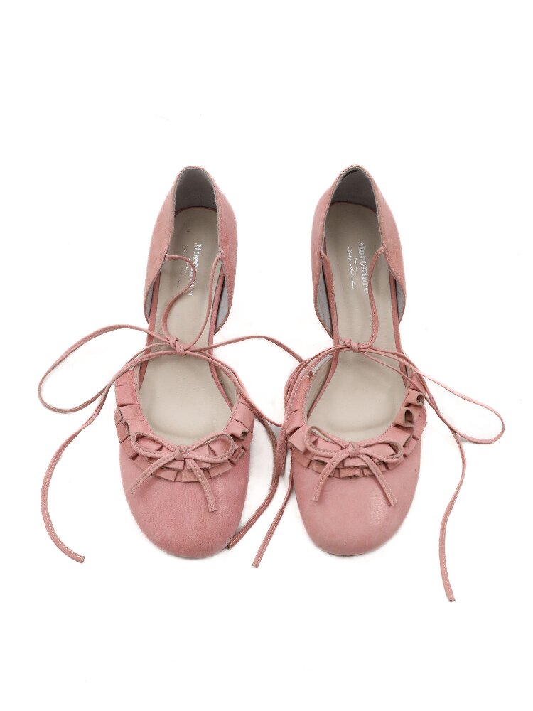 Ruffled Bow Lace Up High Heels【s0000016133】