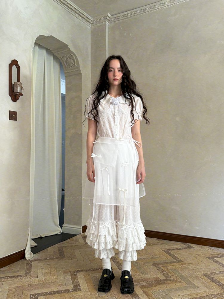 Cute bubble multi-layered lace bows pants【s0000012765】