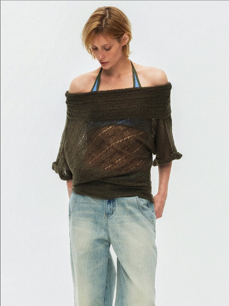 One Shoulder Cut Out Cable Knit【s0000015930】