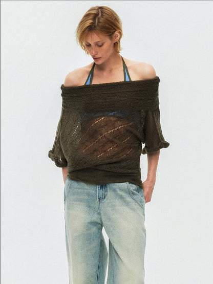 One Shoulder Cut Out Cable Knit【s0000015930】