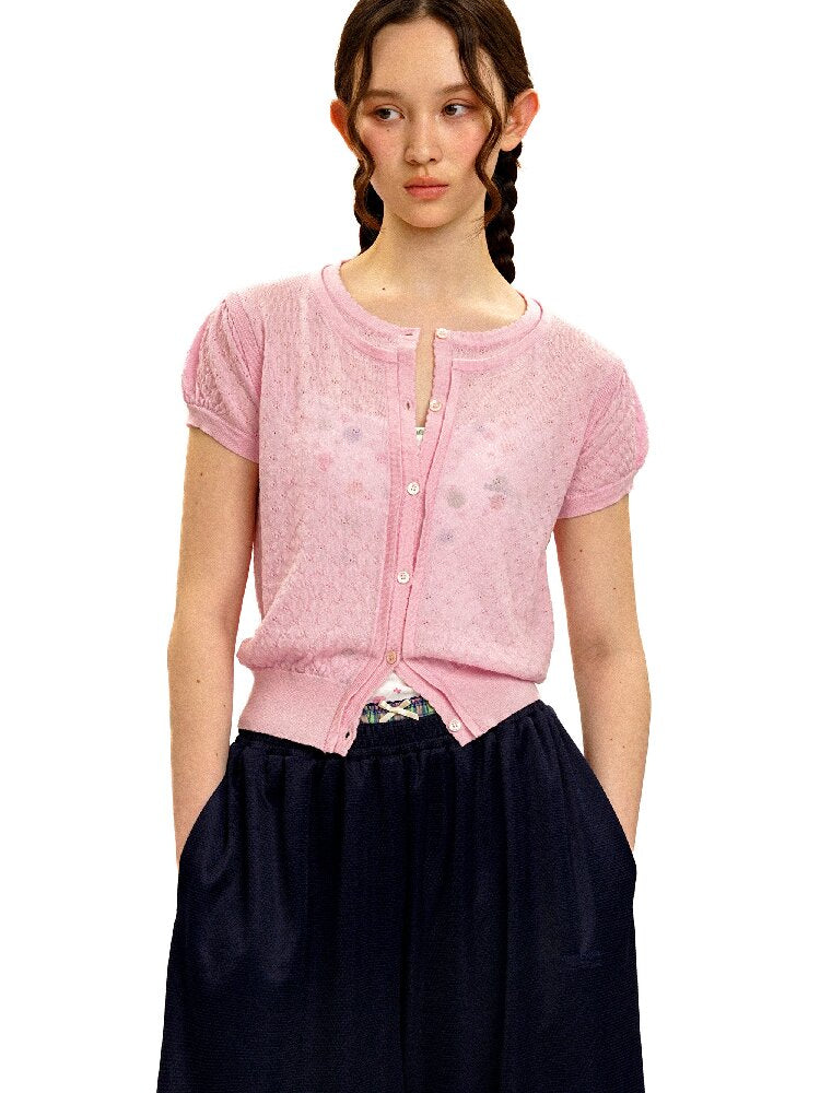 Breathable Lace Knit Top Skirt Set【s0000017442】