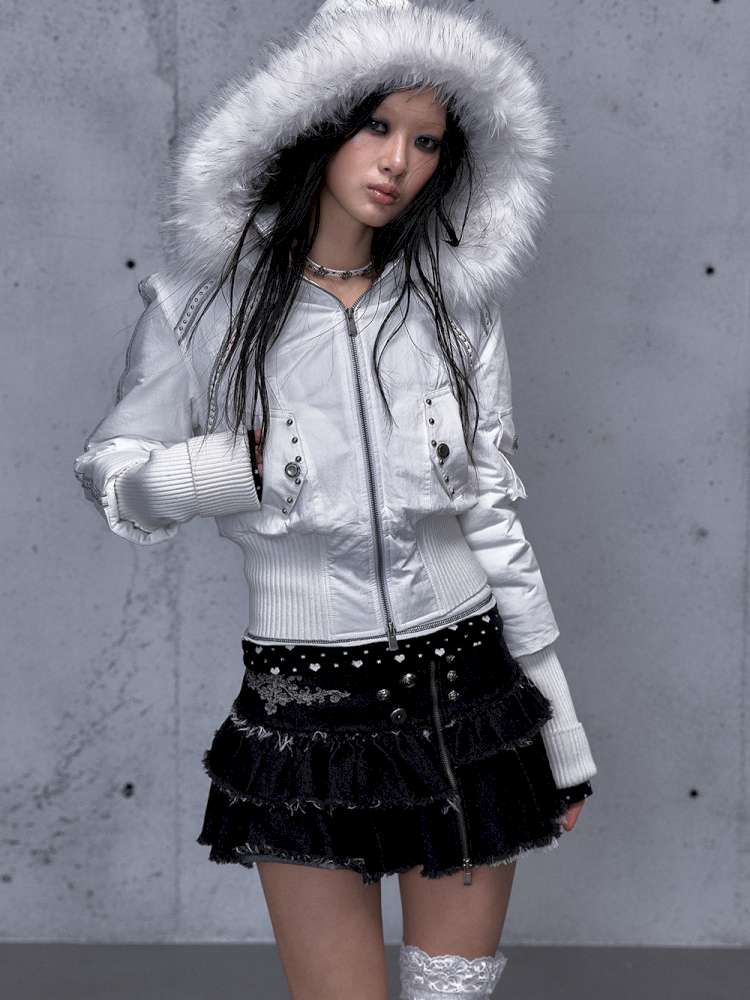 Street Punk Fur Hooded Padded Jacket【s0000014922】