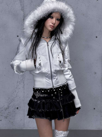 Street Punk Fur Hooded Padded Jacket【s0000014922】