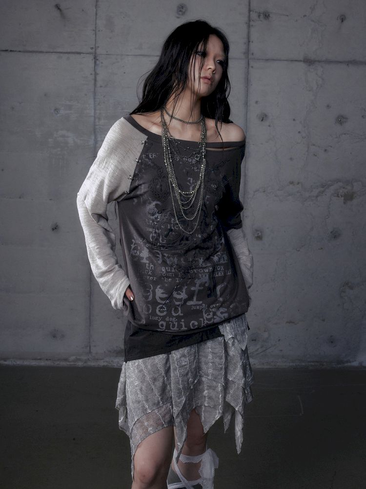 One-shoulder long-sleeved T-shirt【s0000013468】