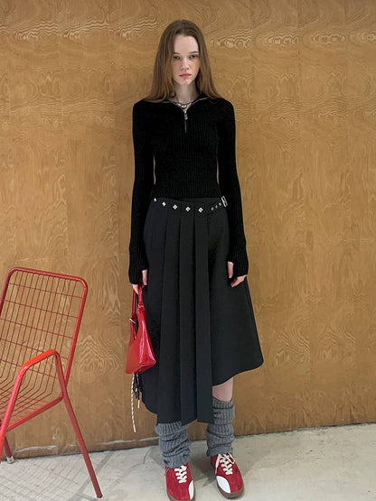 Zipper Stand Collar Base Layer Sweater【s0000014391】