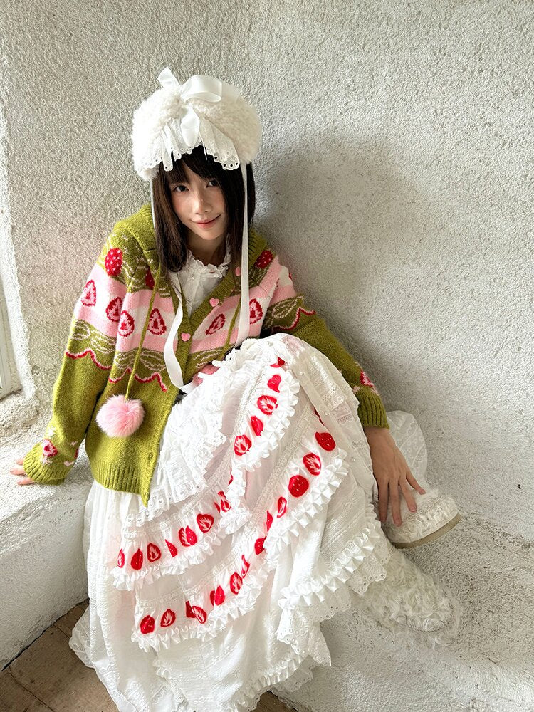 Strawberry Matcha Fair Isle Cardigan【s0000018535】