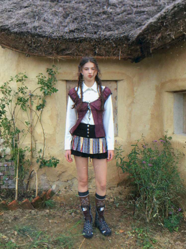 Blue Plaid Polka Dot Long Shirt【s0000014902】