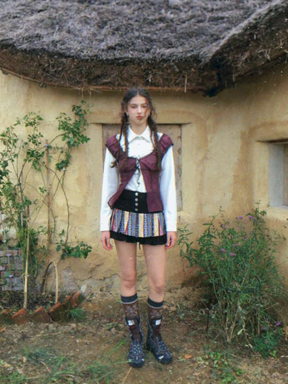 Blue Plaid Polka Dot Long Shirt【s0000014902】