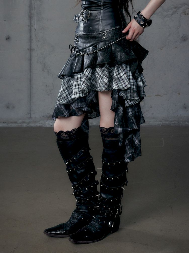 Heavy leather bustier skirt【s0000013467】