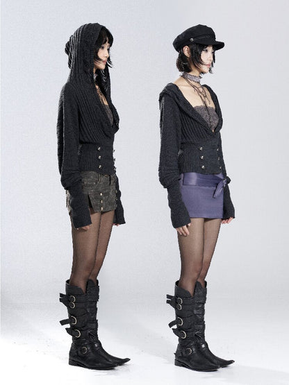 Vintage Hooded Knit Bat Sleeve Top【s0000018486】