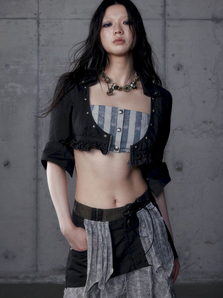 Short low collar long sleeve shirt【s0000013478】