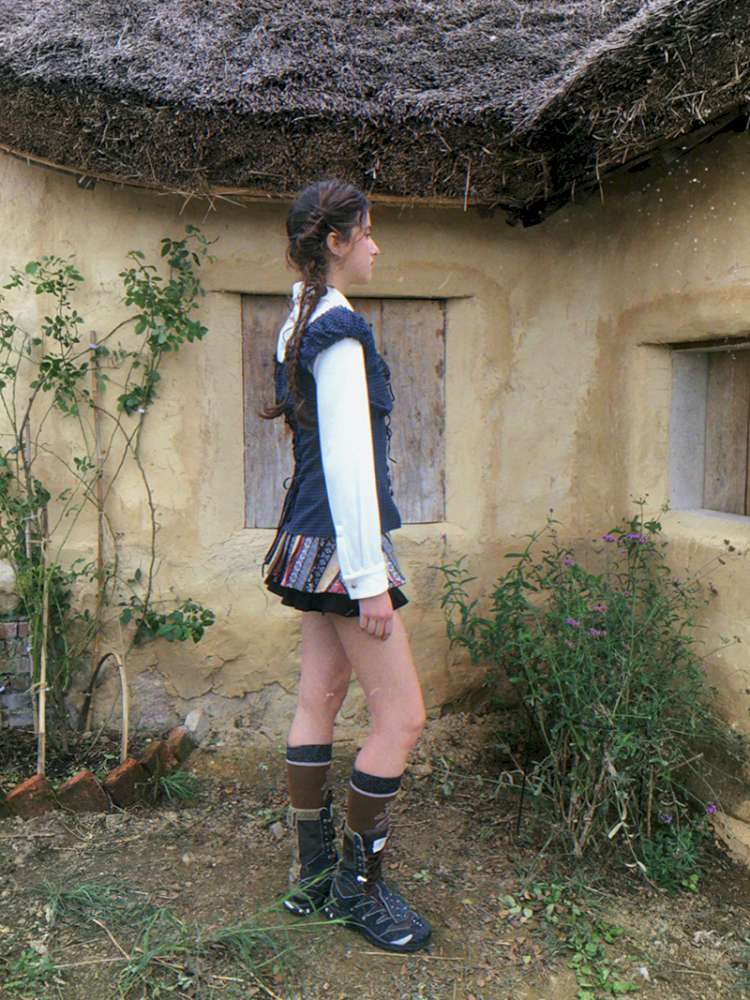 Blue Plaid Polka Dot Long Shirt【s0000014902】