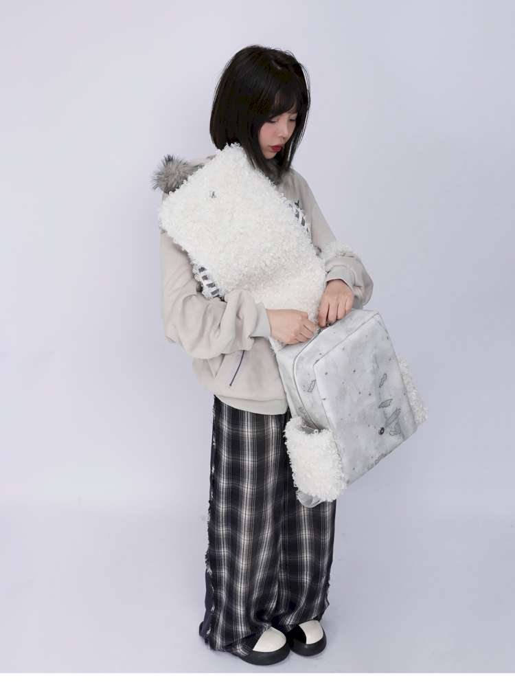 Rabbit Ears Fur Computer School Bag【s0000014615】