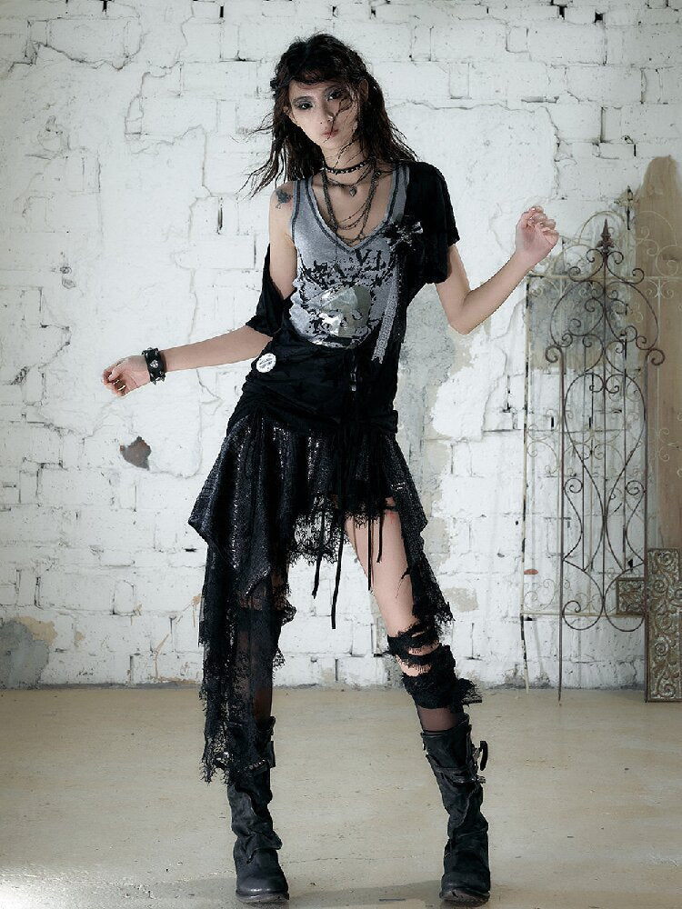 Vintage Punk Y2k Two-Piece T-Shirt【s0000017241】