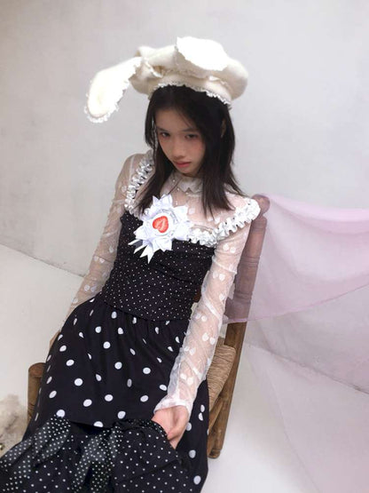 Rabbit-Eared Bendable Lace Beret【s0000014524】