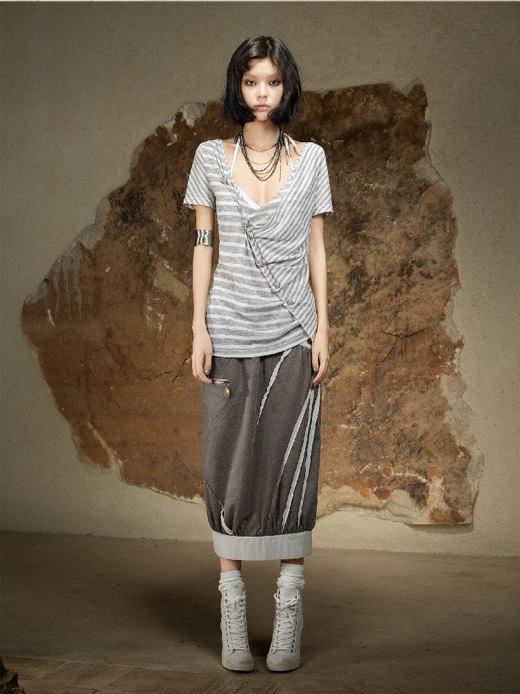 Vintage Punk Irregular Knit T-shirt【s0000016880】