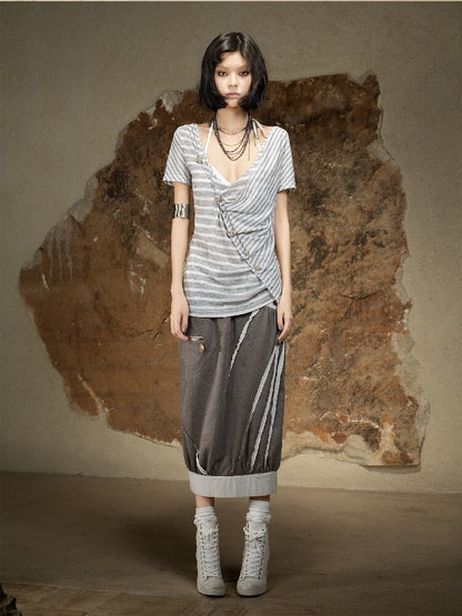 Vintage Punk Irregular Knit T-shirt【s0000016880】