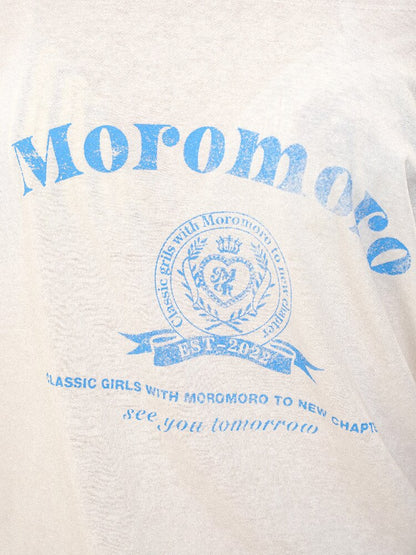College Emblem Off Shoulder T Shirt【s0000017443】