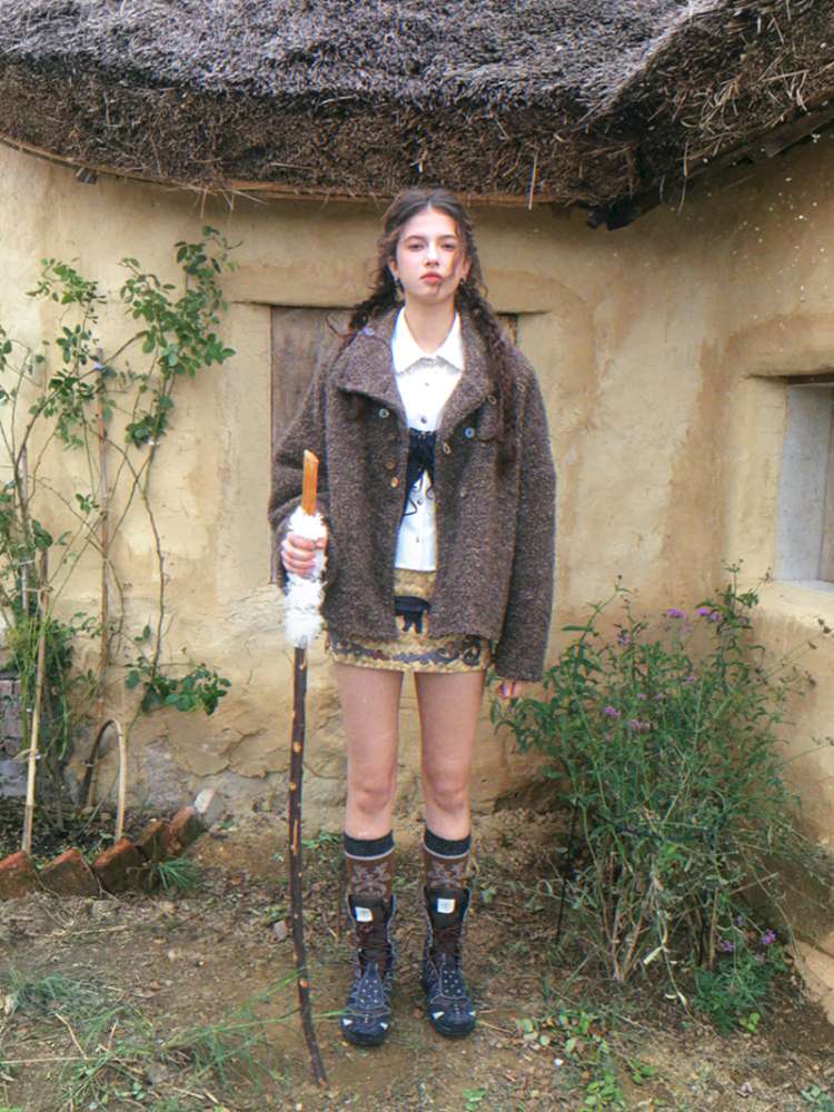 Brown Woolen Loose Button Coat【s0000014896】