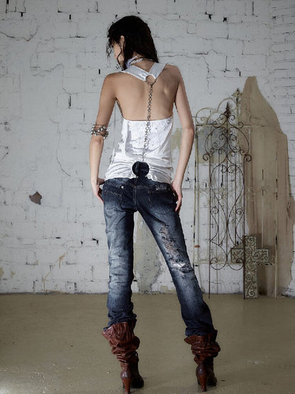 Sequins Fringed Diamond Halterneck Vest【s0000016987】