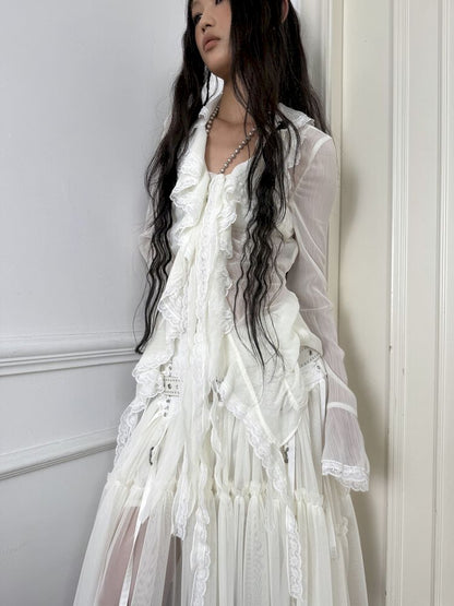 Original Textured Sheer Chiffon Blouse【s0000013908】