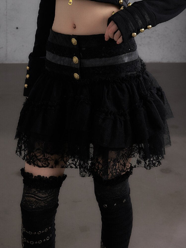 Vintage Layered Mesh Puffy Skirt【s0000019151】