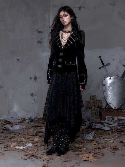 Waist-Defining Flocked Suit Jacket【s0000014458】