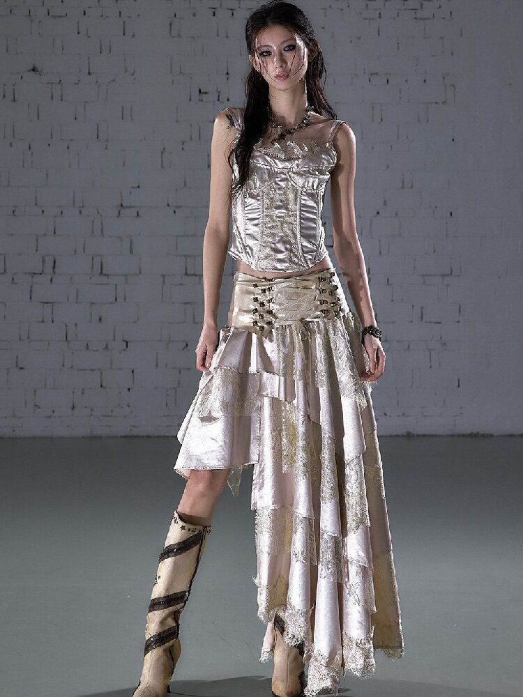 Lace Patchwork Irregular Skirt【s0000015935】