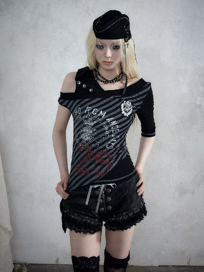 Vintage Court Lace Leather Shorts【s0000017862】