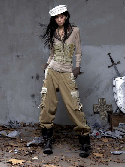 Vintage Punk Knight Slim Fit Shirt【s0000014652】