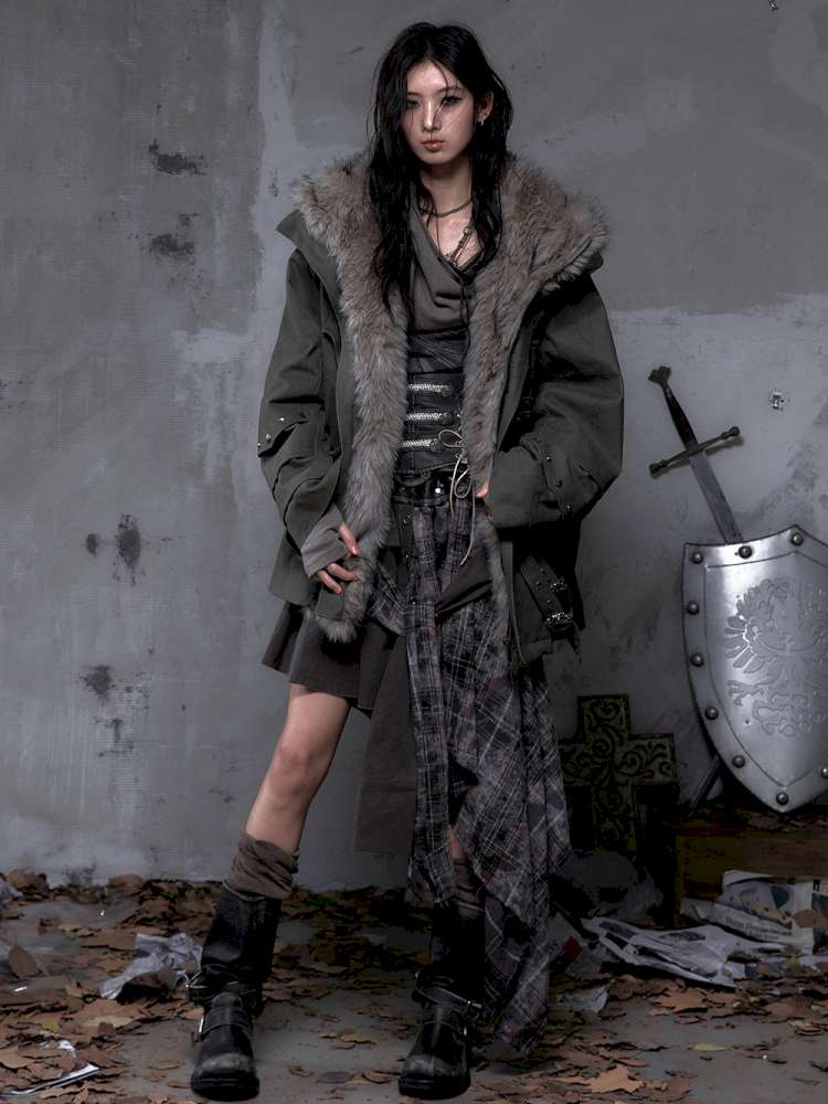 Mid-Length Fleece-Lined Cotton Jacket【s0000014475】