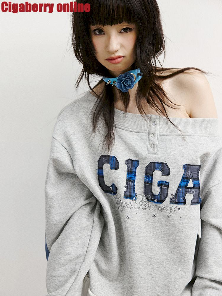 하나의 어깨 슬래시 다중 스웨트 셔츠 [S0000011427]