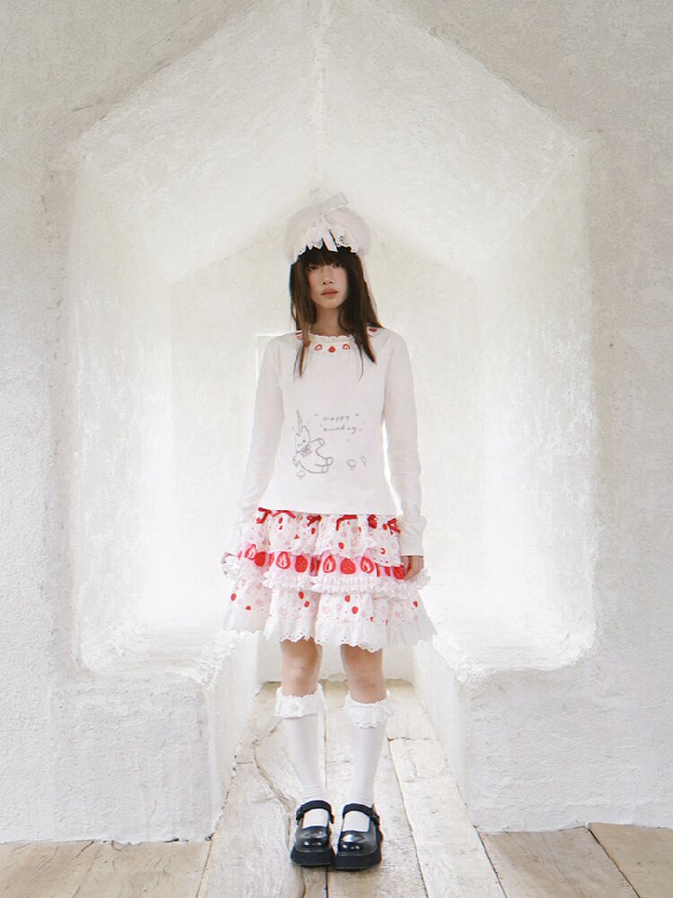 Cake Print Lace Bow Short Skirt【s0000018539】