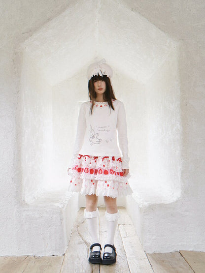 Cake Print Lace Bow Short Skirt【s0000018539】