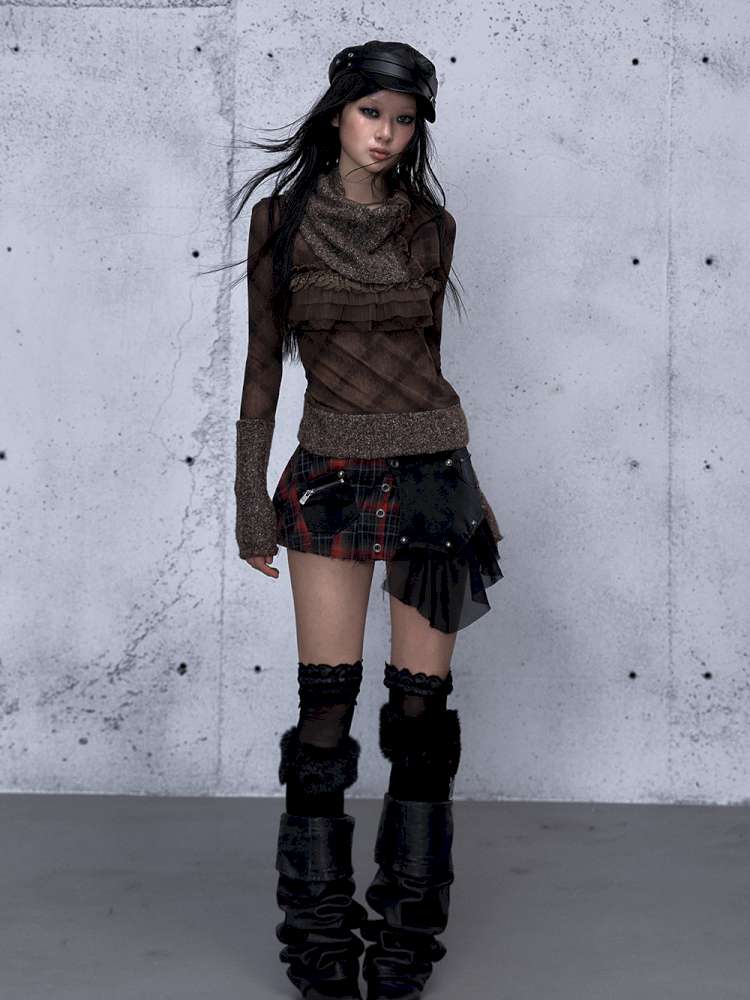 Vintage Punk Scarf Wool Knit Layer【s0000014923】