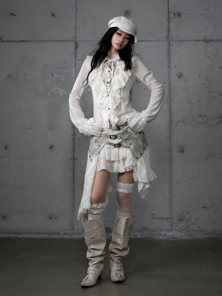 Court-Style Lace Chiffon Shirt【s0000013948】