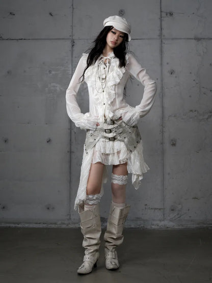 Court-Style Lace Chiffon Shirt【s0000013948】