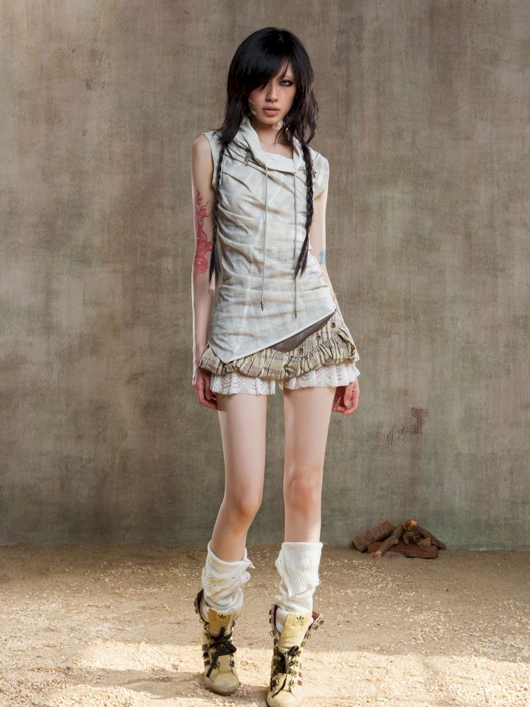 Irregular Pleated Multi-Wear Vest【s0000012658】