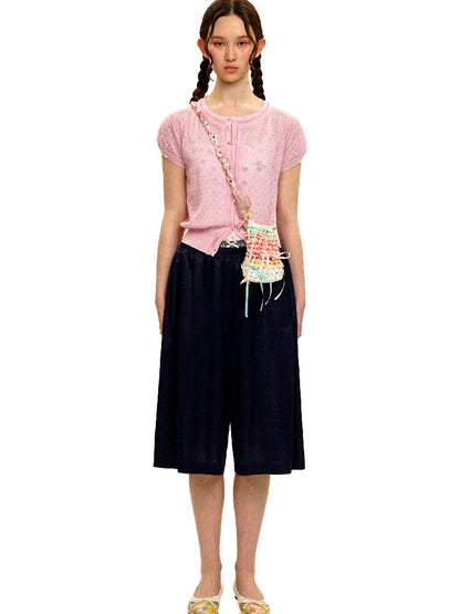 Breathable Lace Knit Top Skirt Set【s0000017442】