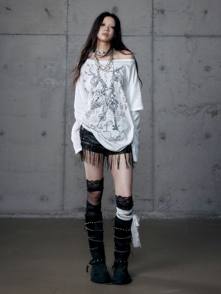 One-shoulder long-sleeved T-shirt【s0000013468】