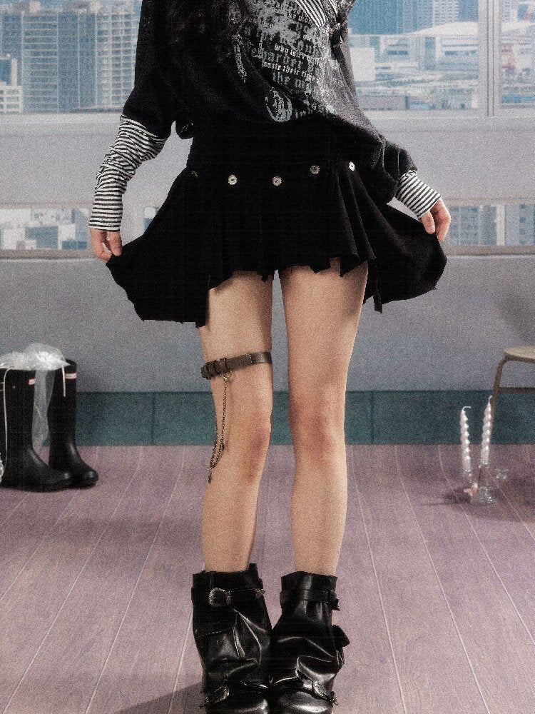 Pleated Irregular A-Line Skirt【s0000016271】