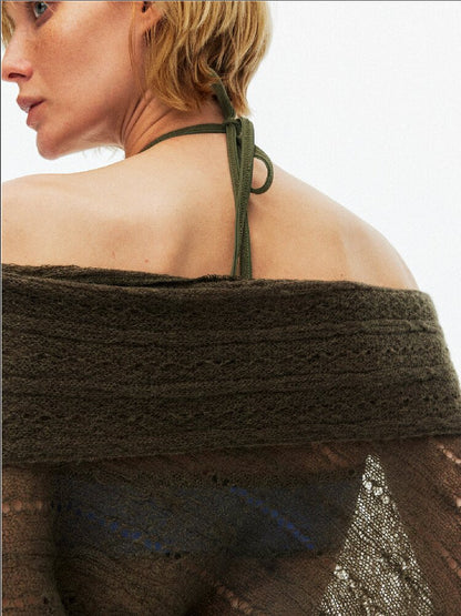 One Shoulder Cut Out Cable Knit【s0000015930】