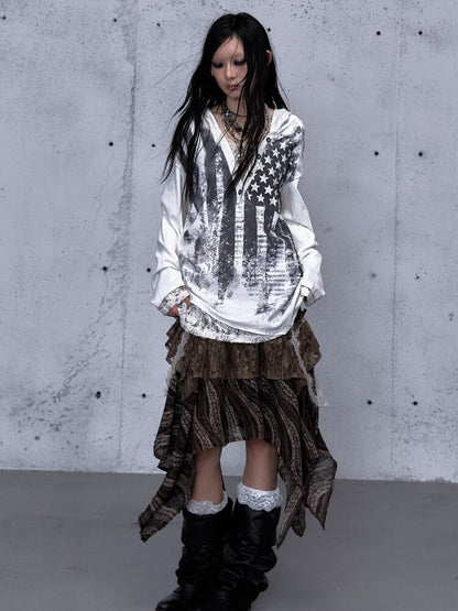 Lace Stitched Hooded T-Shirt【s0000015545】