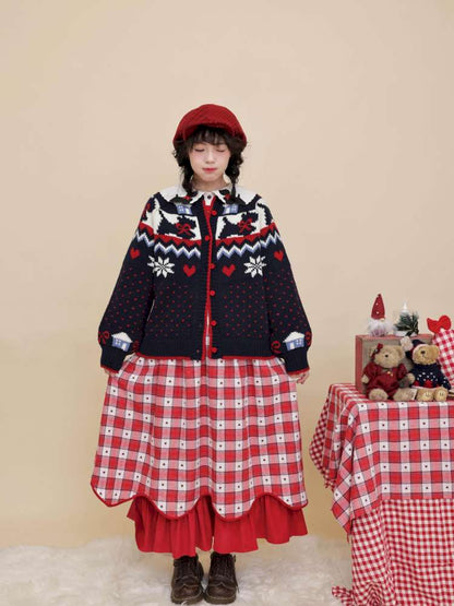 Bow Snowflake Island Wool Sweater【s0000015098】