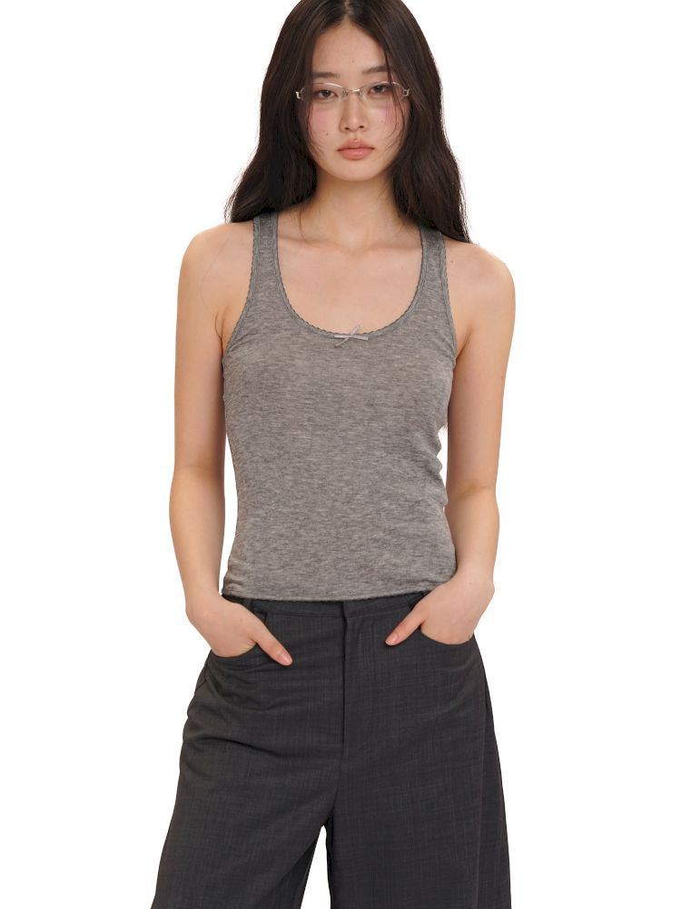 Lace bow casual lazy camisole undershirt【s0000013437】